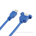 USB3.0 to Panel-Mount Extension Cable with Embedded Nuts